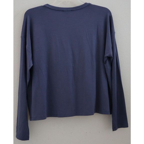 Eileen Fisher Women's Sz XS Twilight Blue Crew Neck L/S Boxy Short Top $138 - Picture 2 of 6